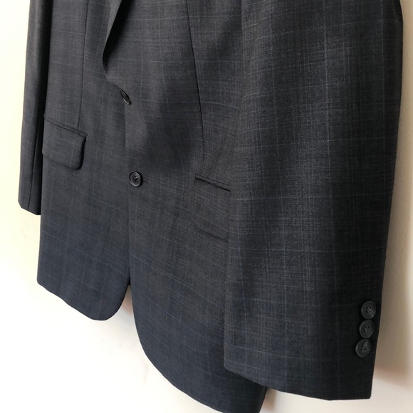 Paul Dione Gray & Blue Plaid 2-Button Blazer 42S - Picture 3 of 8